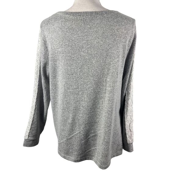 Alison Andrew’s Gray Knit Sweater Twist Front Knotted Lace Large - Picture 3 of 8